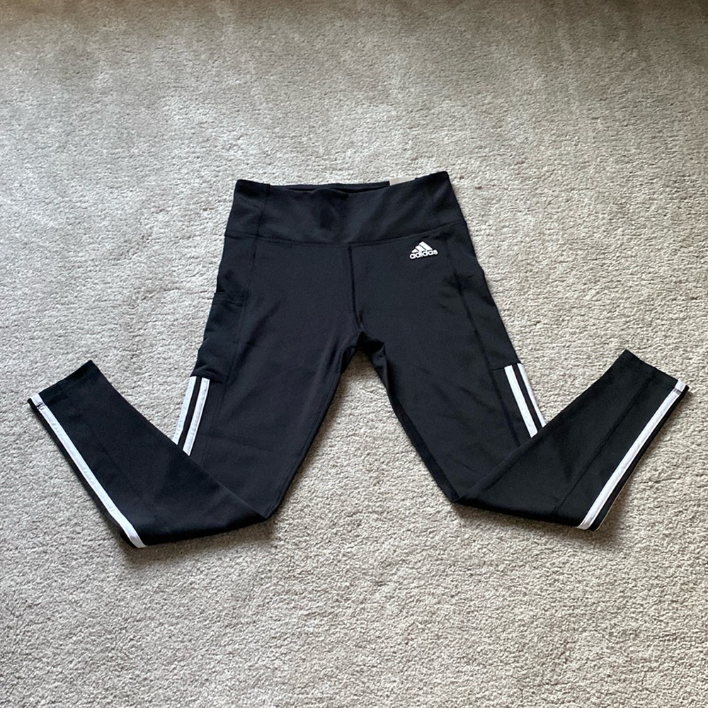 adidas Black Track Pants with White Stripe